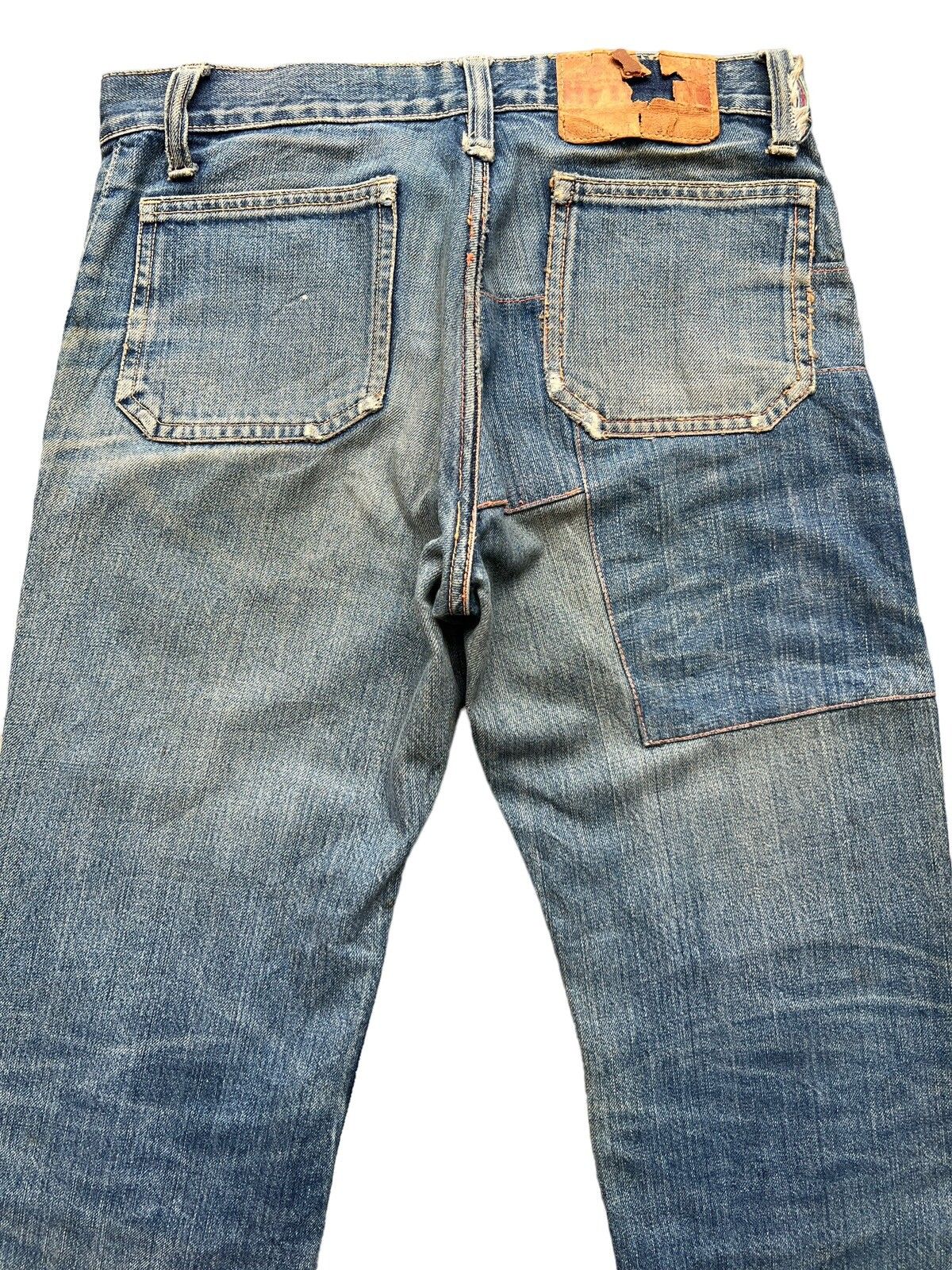 Hype - Vintage 80s Edwin Bushpant Patchwork Distressed Flare Jeans - 5