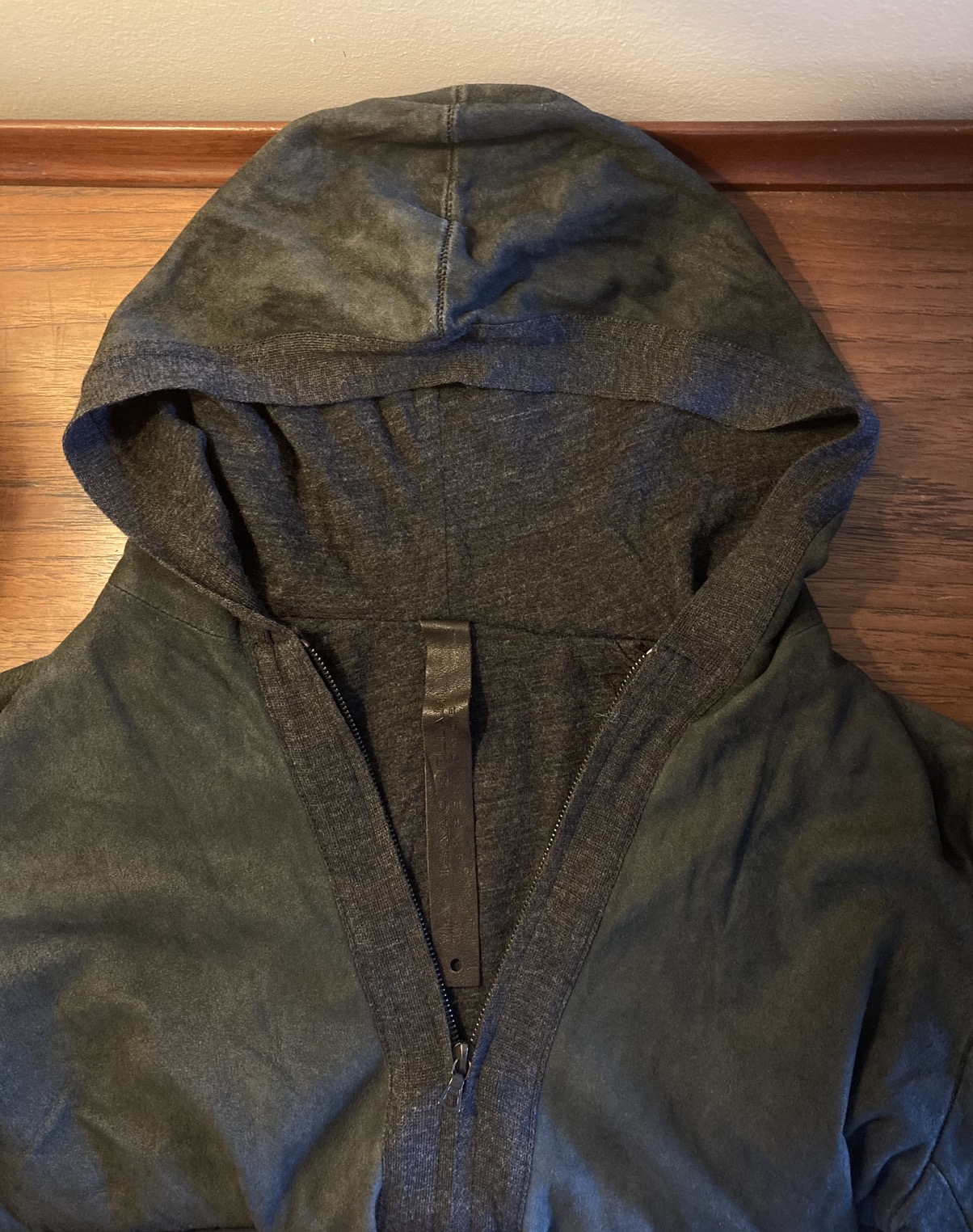 Wool lined leather hoodie - 3