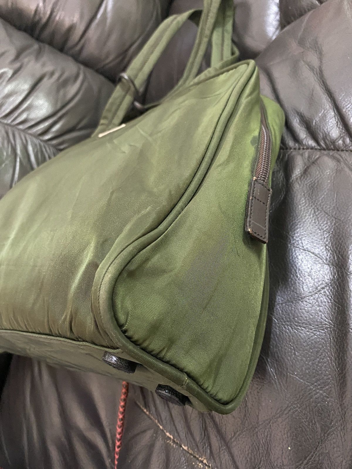 Authentic Vintage Prada Tessuto Nyalon Green Shoulder Bag - 13