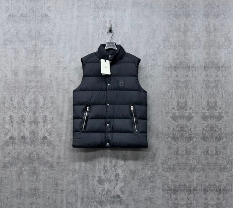 Moncler Embossed Logo Mixed-Material Down Vest - 1