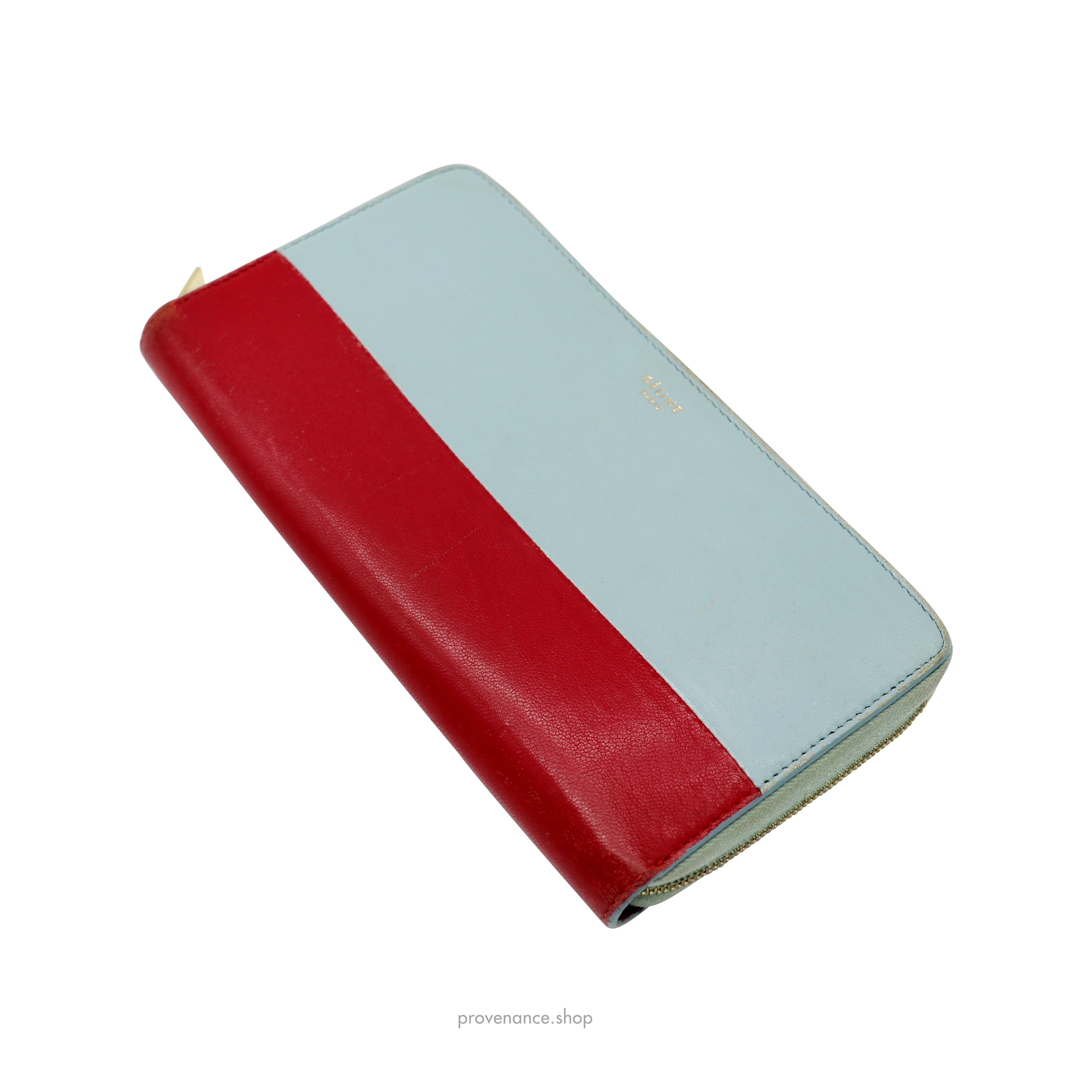 Celine Multifunction Zip Wallet - Sky Blue/Red - 4