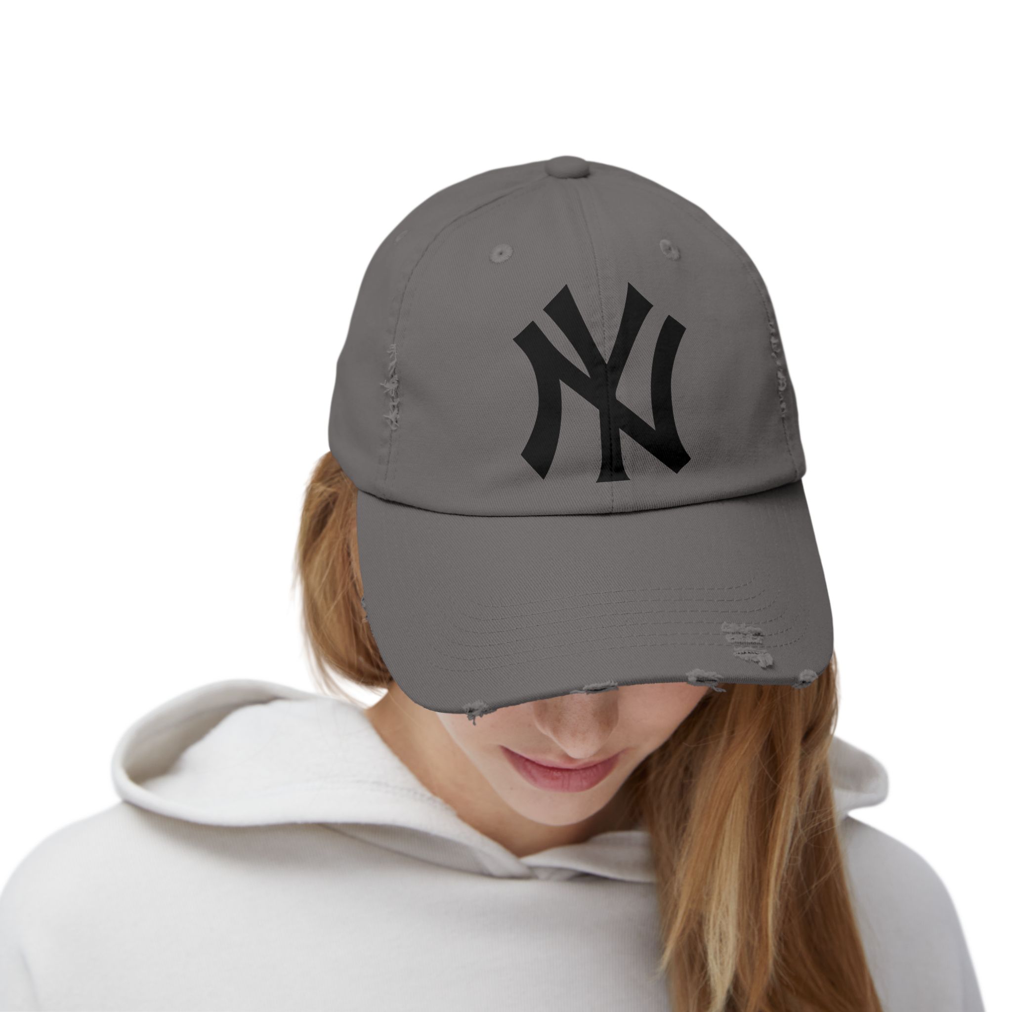 MLB New York Yankees Unisex Distressed Cap - Grey - 4