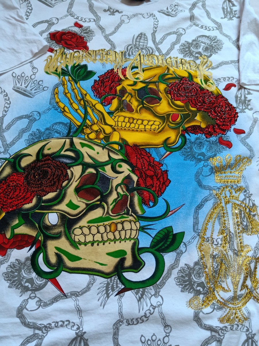 Christian Audigier - Christian Audiger Beads Skull TShirt - 3