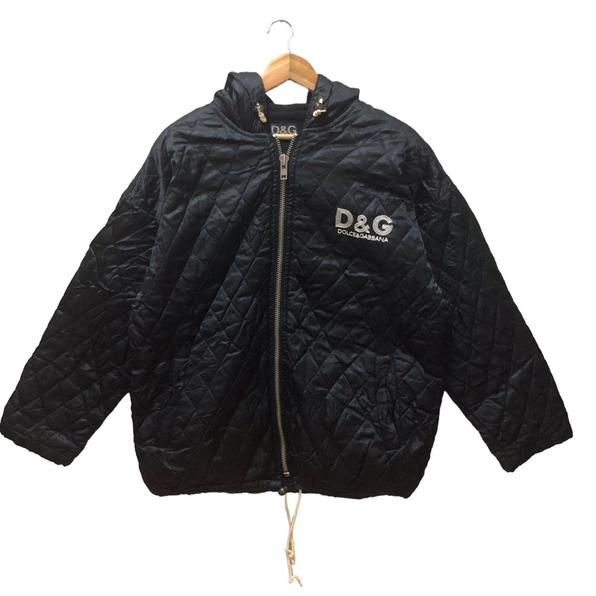 Vintage d&g big embroidery logo qulited hoodie jacket - 2