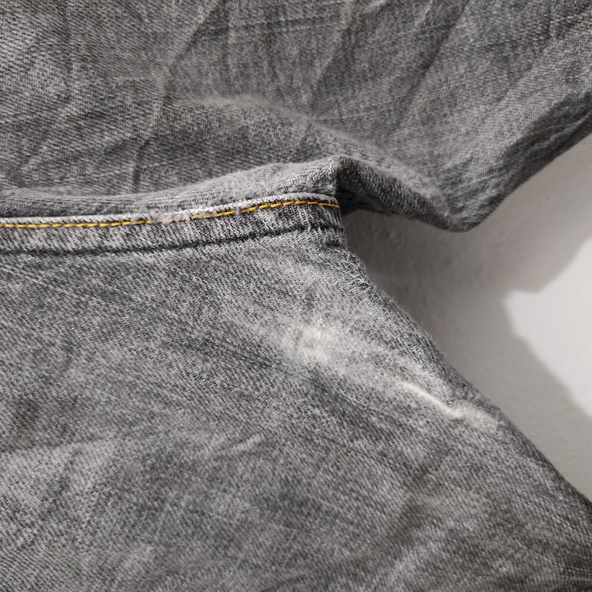 Distressed Denim - Designer Straight Cut Black Patch Denim Jeans - 6