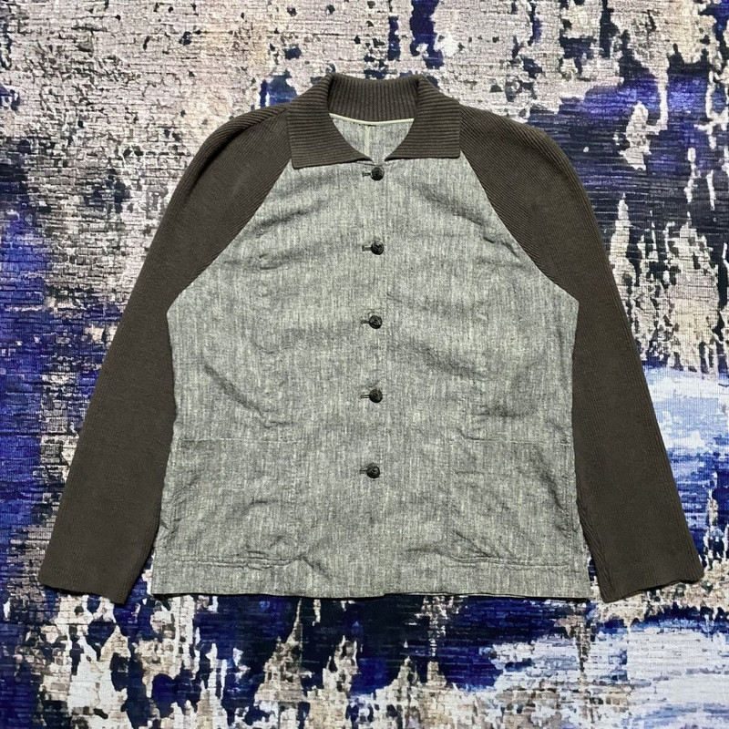 Japanese Brand - Vintage Christian Aujard Cotton Hemp Knitt Sleeve Jacket - 1