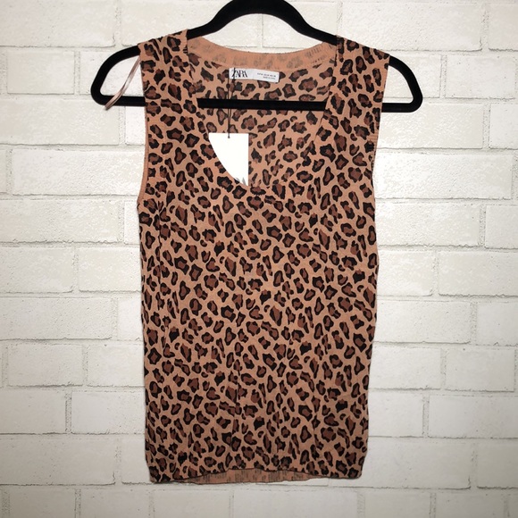 Zara Leopard Print Knit Top - 6