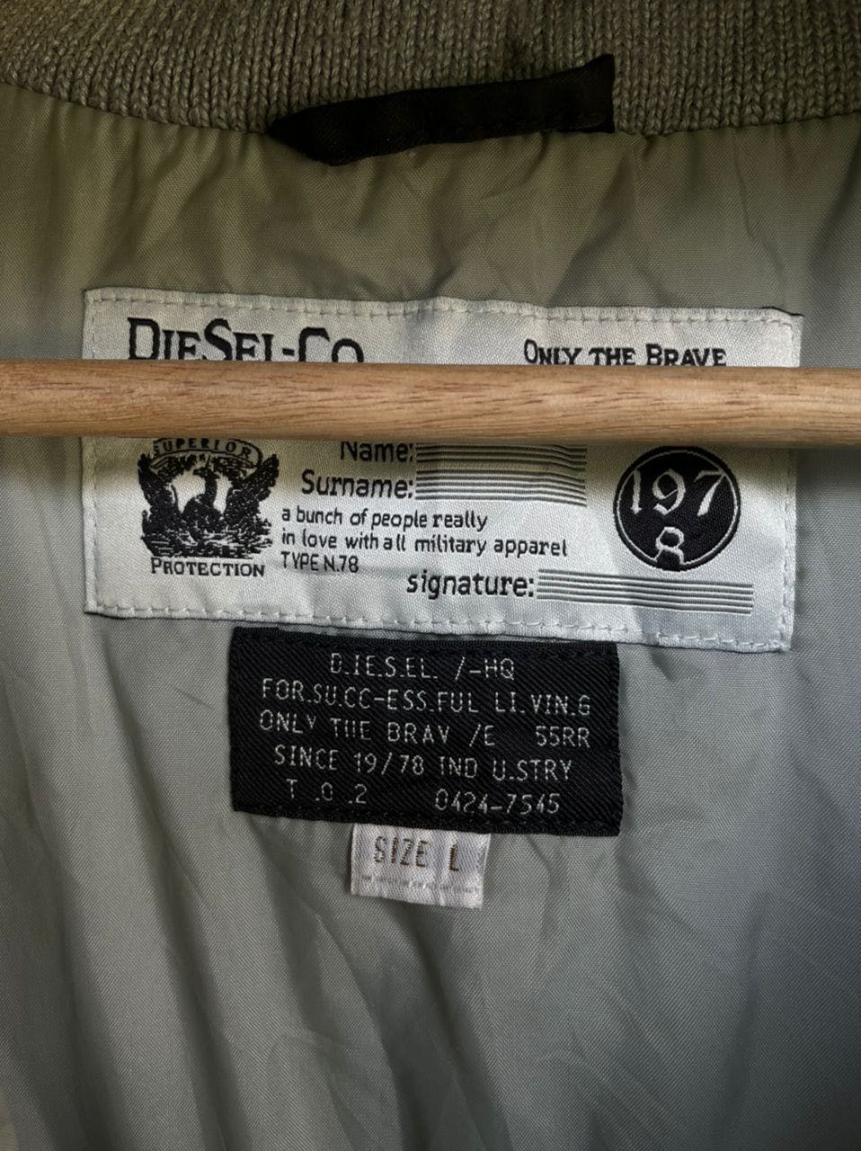 Vintage Diesel Puffer Military Style Hoodie Jacket - 10