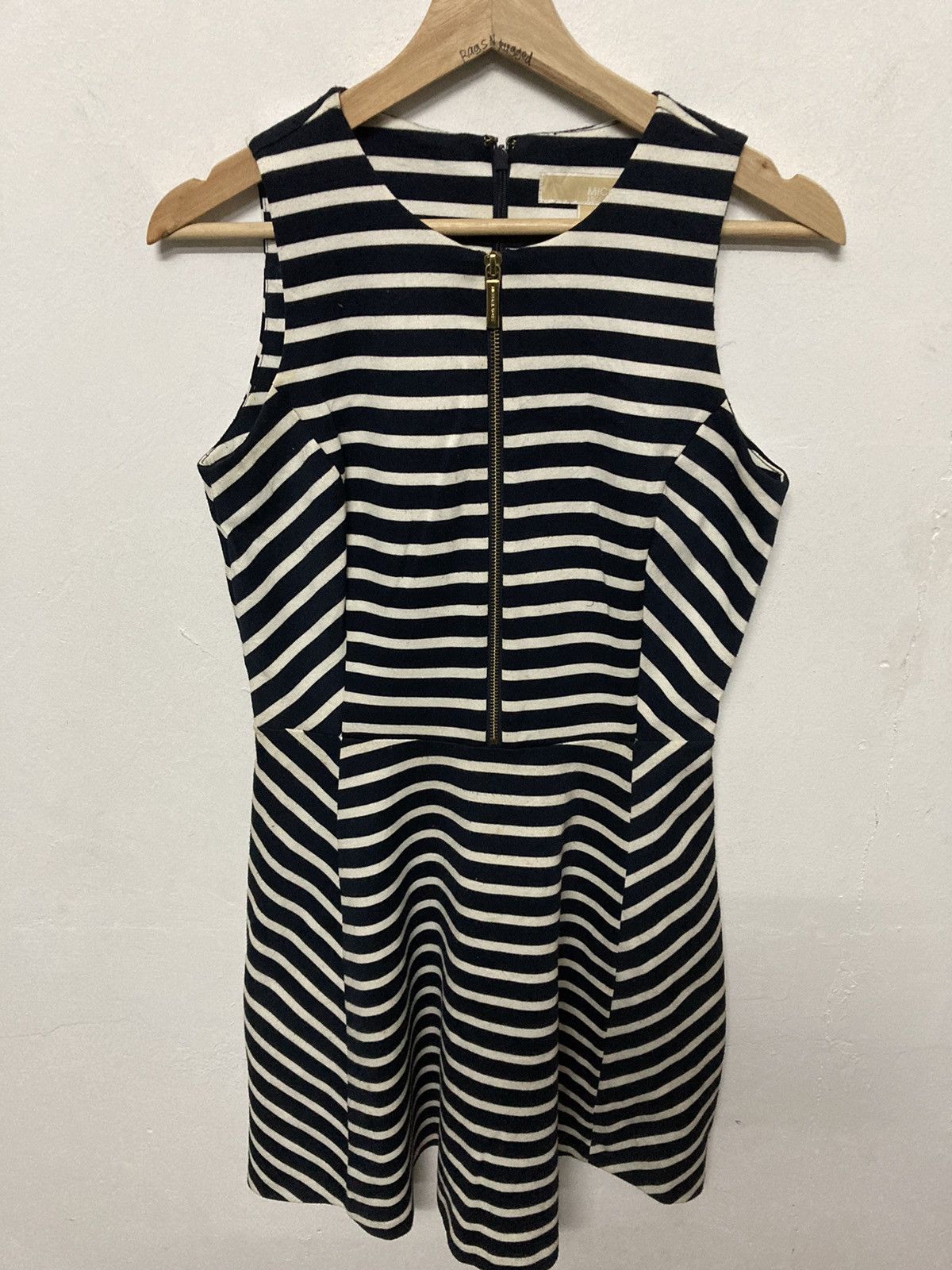 Michael Kors Sleeveless Striped Front Zip A Line Women Dress - 3