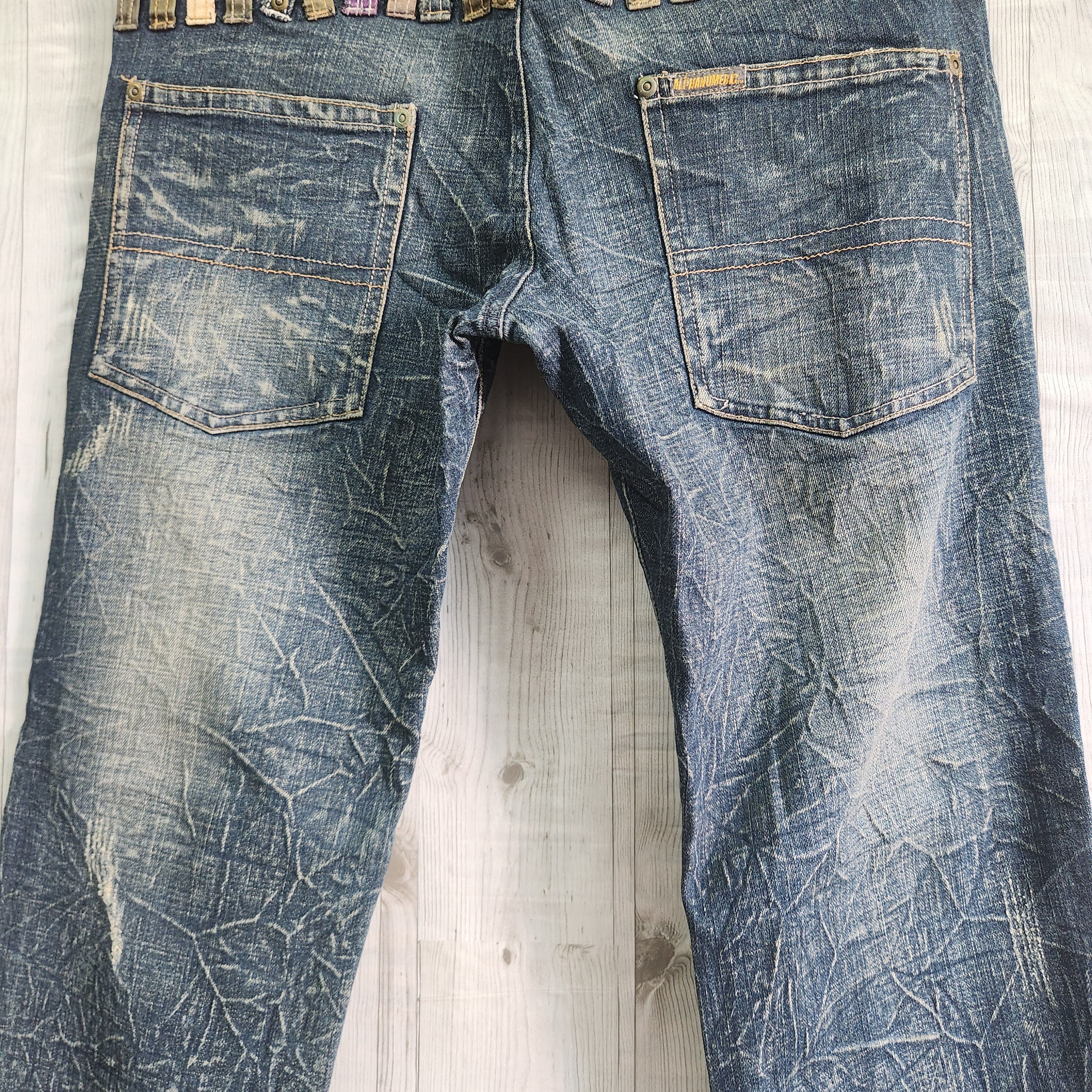 Japanese Brand - Alphanumeric Japanese Denim Acid Wash Double Waist Jeans - 11