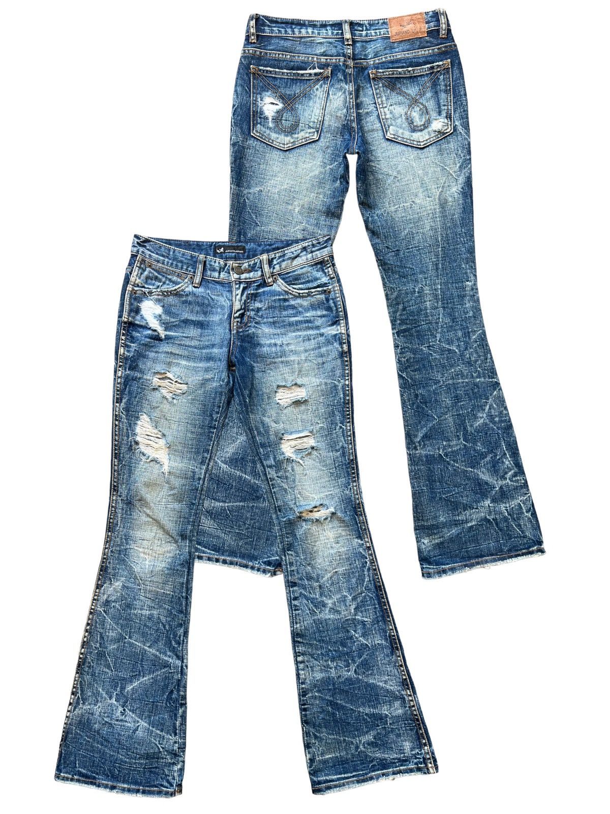 Distressed Denim - Juriano Jurrie Distressed Boot Cut Flare Denim Jeans 29x31 - 1