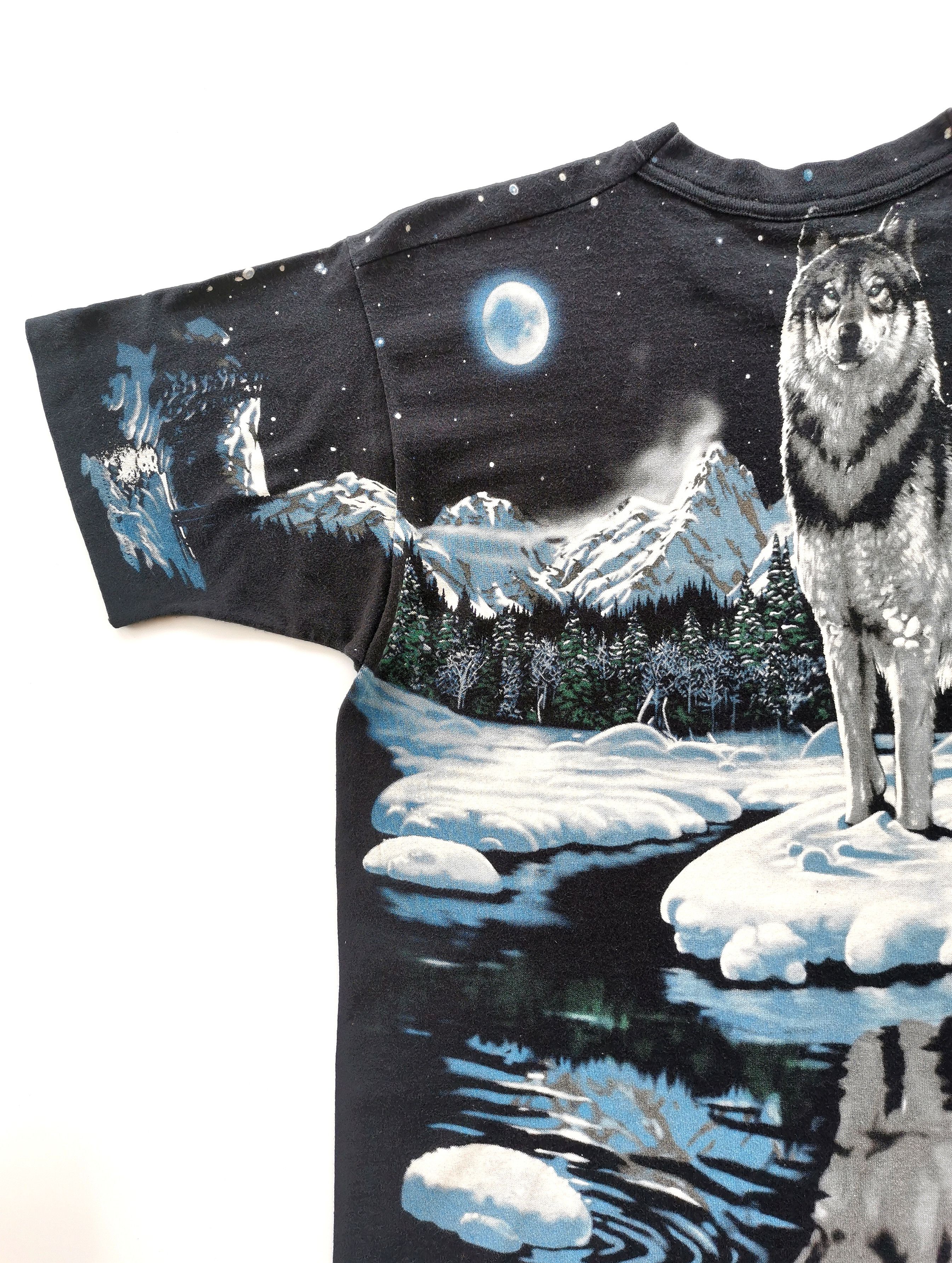 1995 Vintage Snow Wolf Liquid Blue By John Connell Tshirt - 8