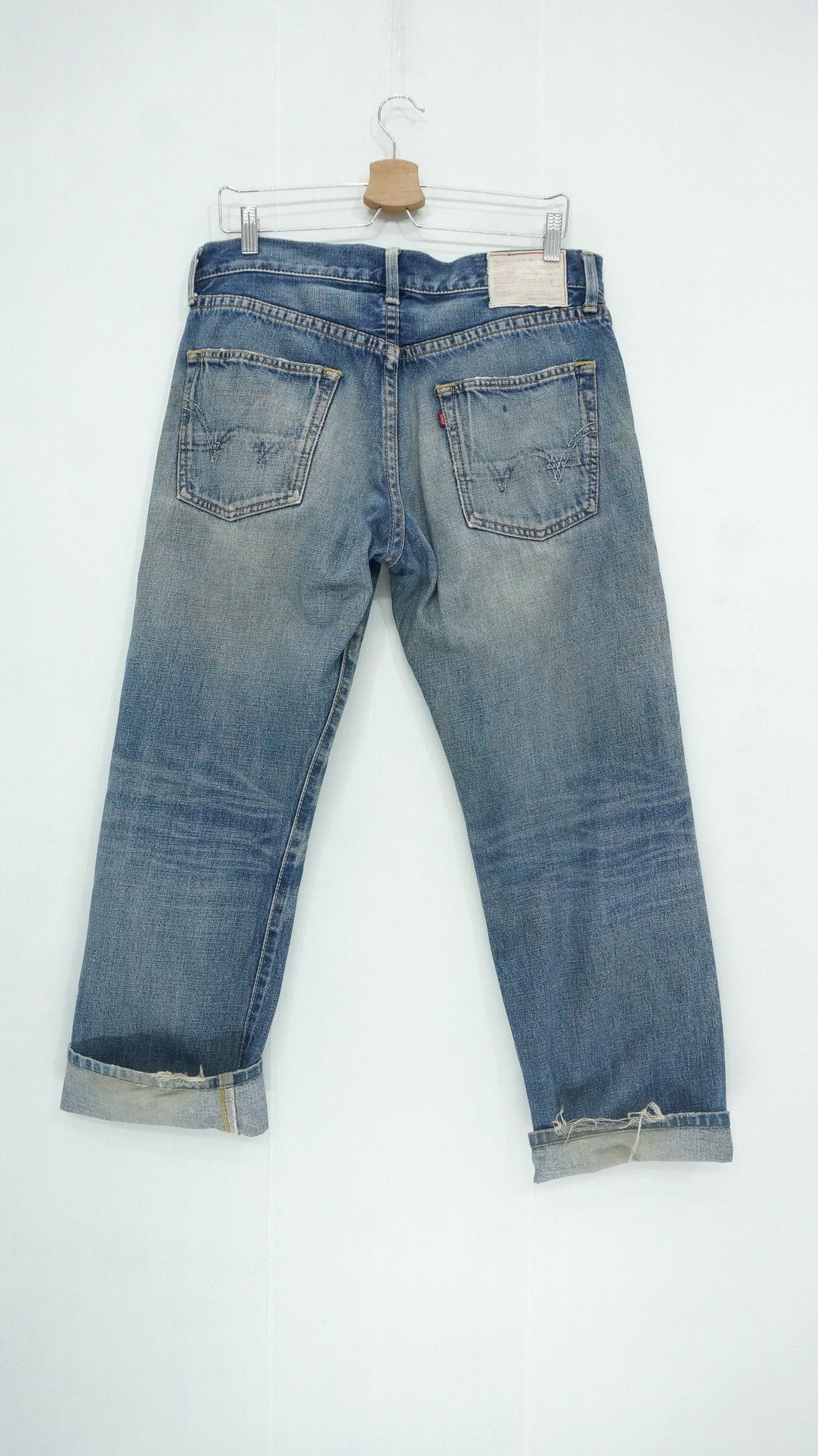 🔥 Vtg EDWIN 13oz Grand Blue Selvedge Worn Out Aging Denim - 3