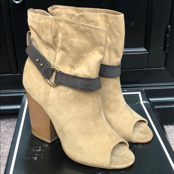 Mia Lysa Peeptoe Suede Ankle Booties - 3