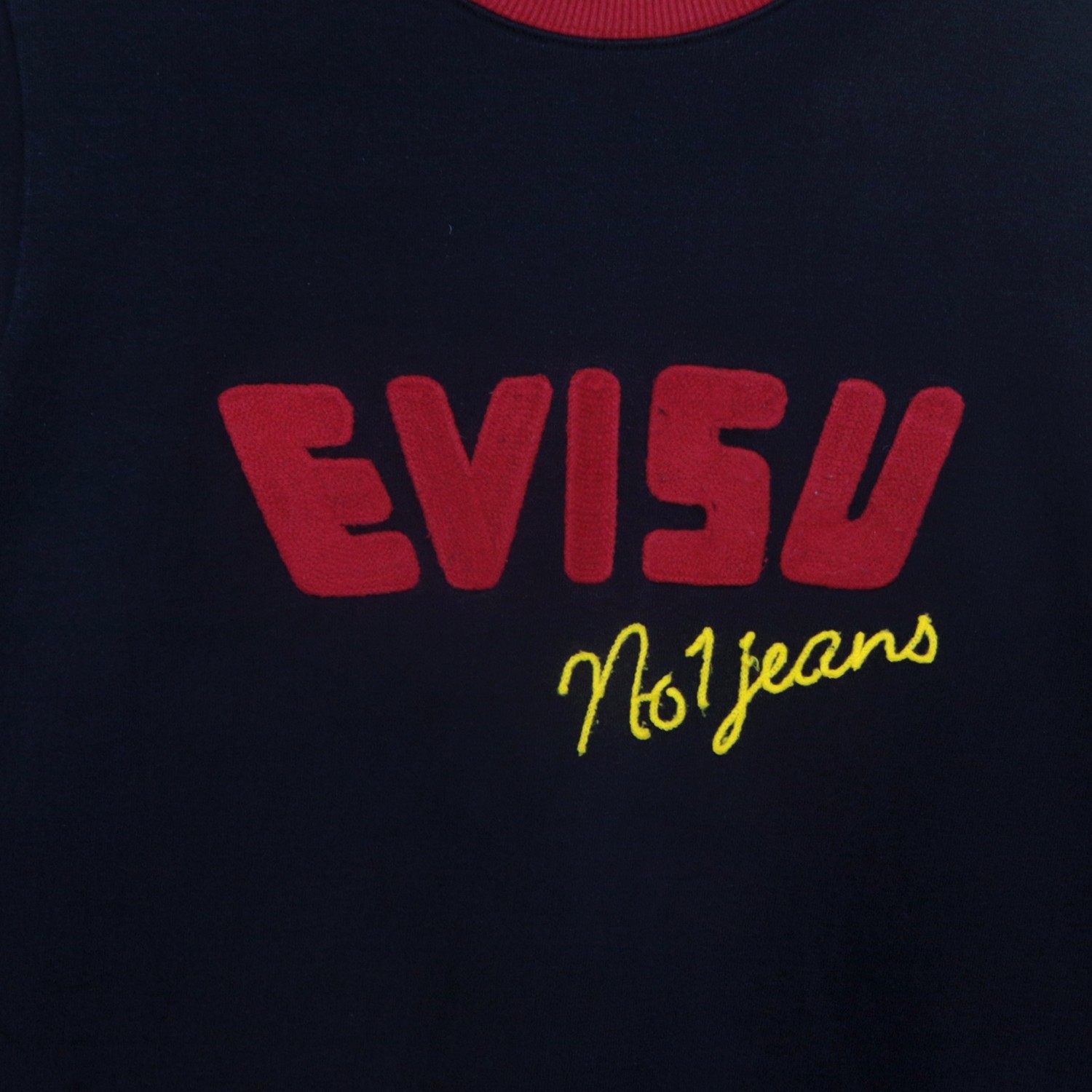 Vintage 90s EVISU Japan No.1 Jeans Big Logo Sweater Sweatshirt Pullover Jumper - 2