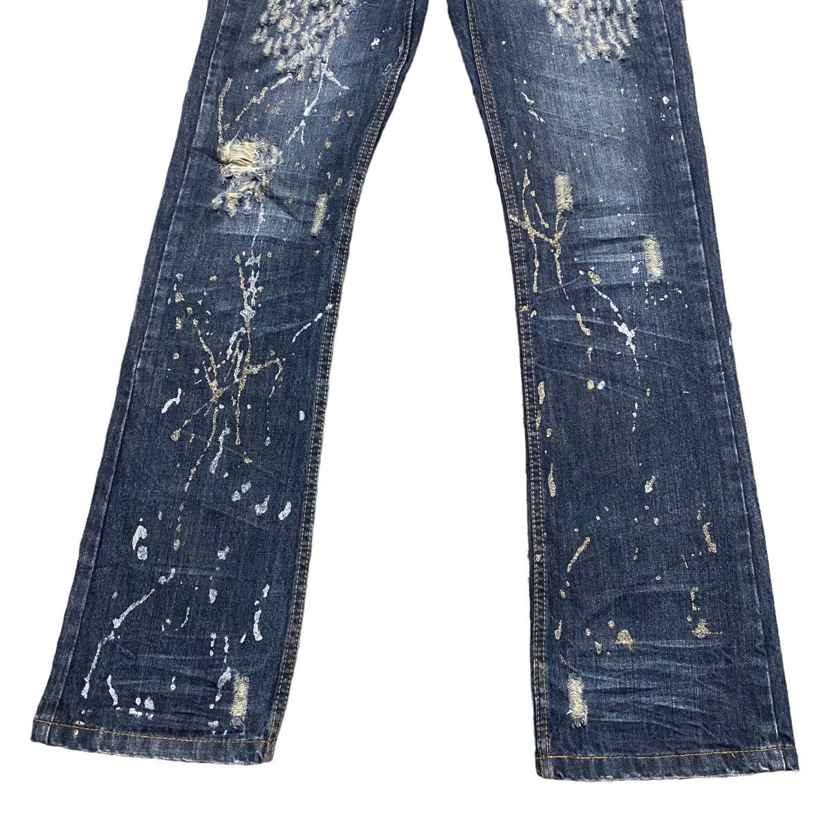 If Six Was Nine - Xfrm Thrashed Denim Flare Jeans Painter - 7