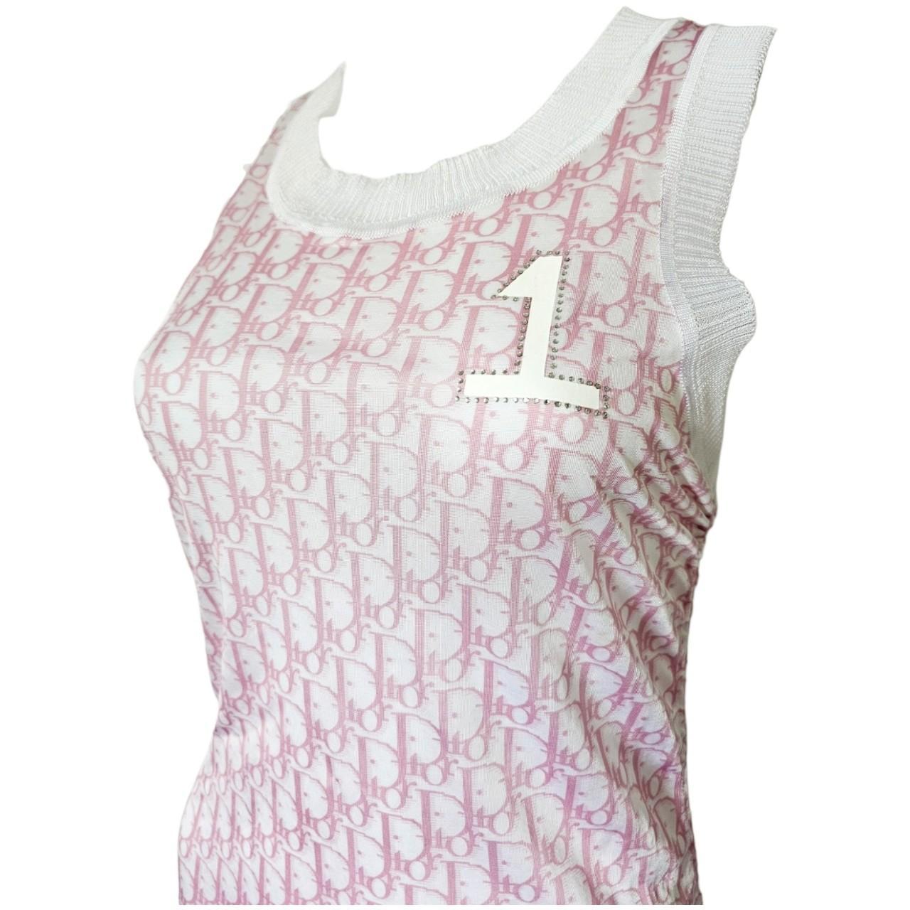 Dior Women's White and Pink Dress - 3