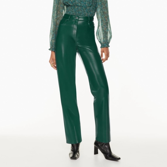 Aritzia Wilfred “The Melina” Faux Leather Pants in Aventurine Green - 1