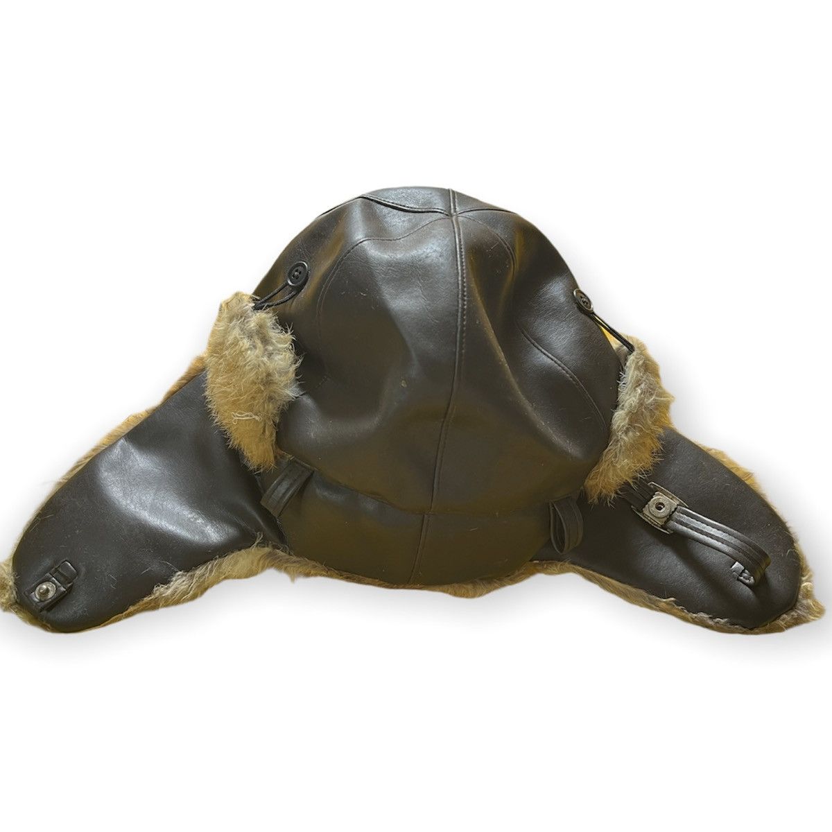 RARE ITEMS 🔥 Vintage Pilot Faux Fur Trapper Leather Fur Hat - 6