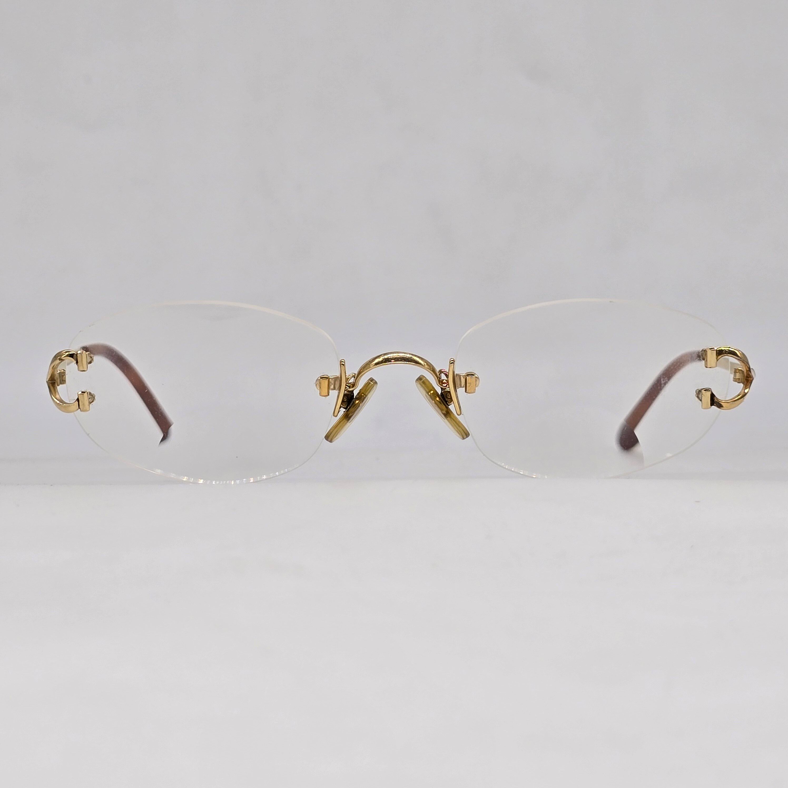 Cartier - Scala C-Decor Rimless Sunglasses - Pop Smoke - 2