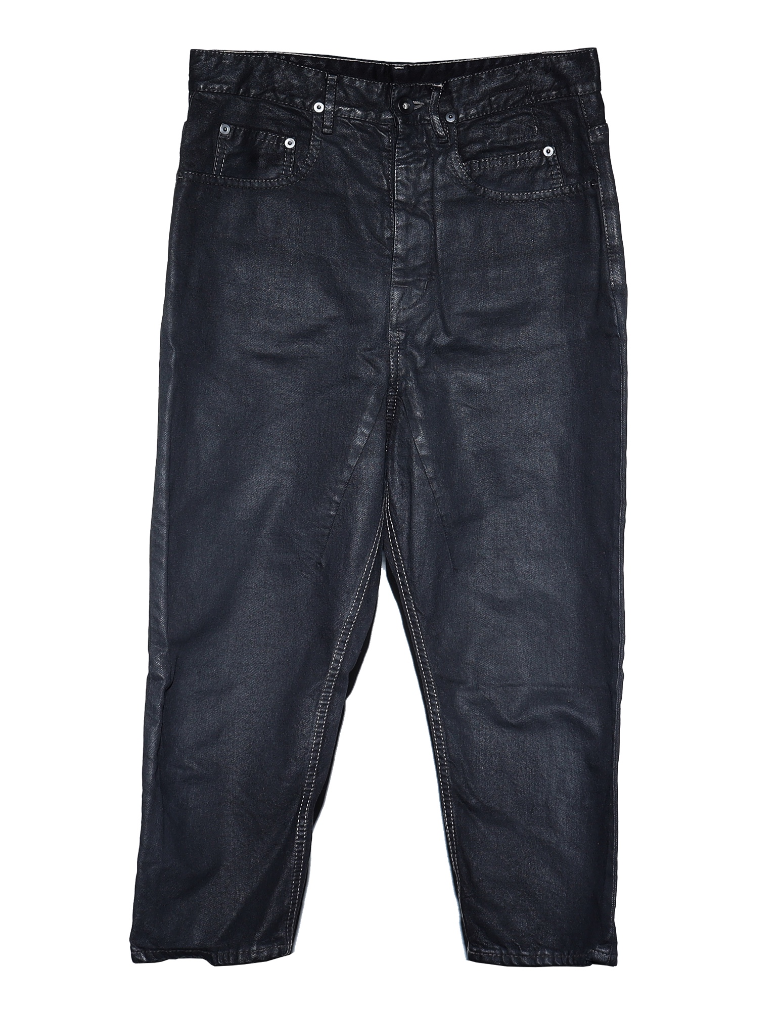 Rick Owens DRKSHDW Black Matte Waxed Jeans - 1
