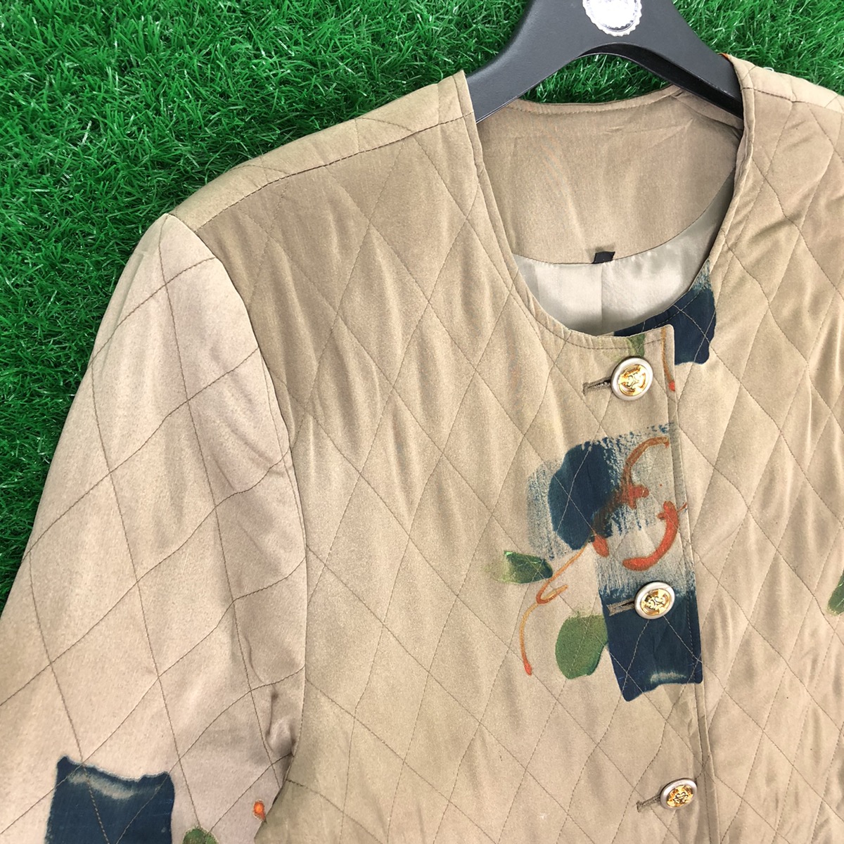 Vintage - Vintage 90's Quilted Silk Cardigan Jacket - 2