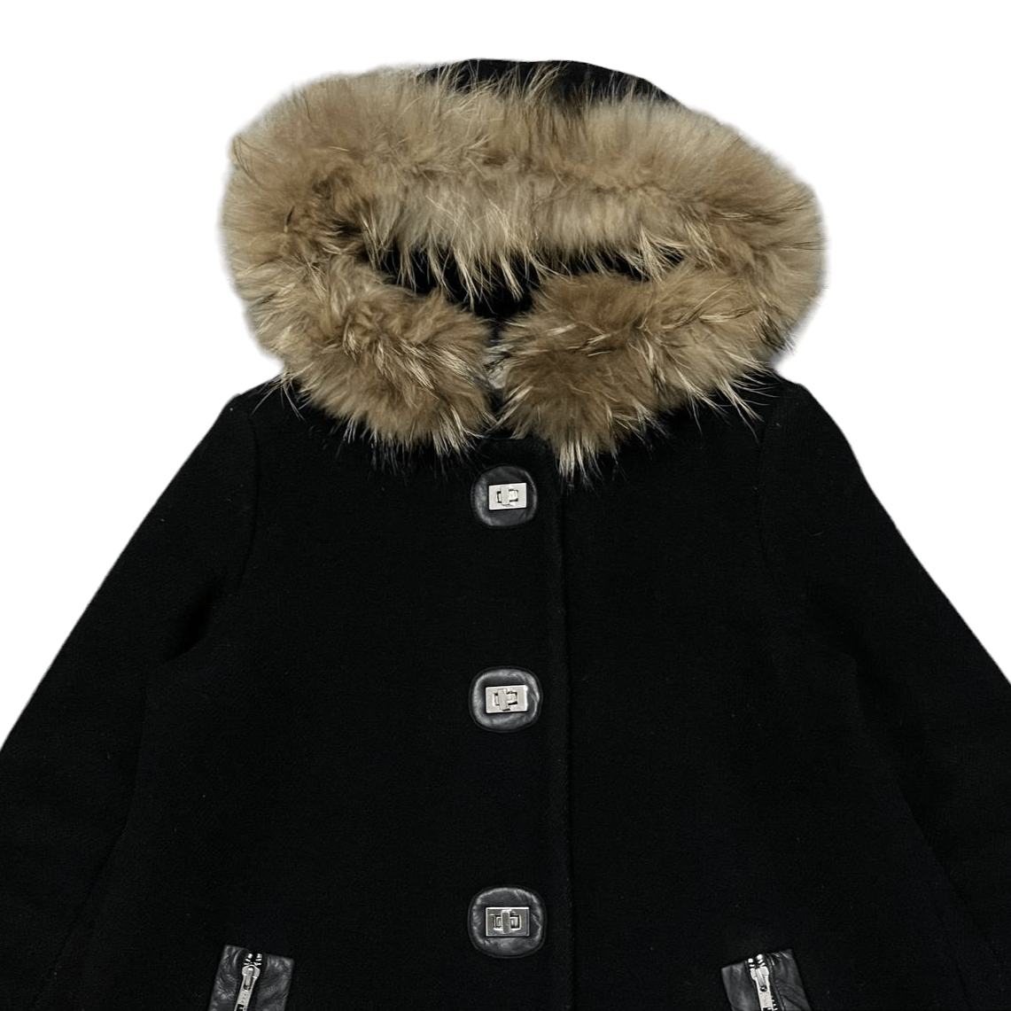 Sandro Paris Fur Wool Hooded Coat - 2