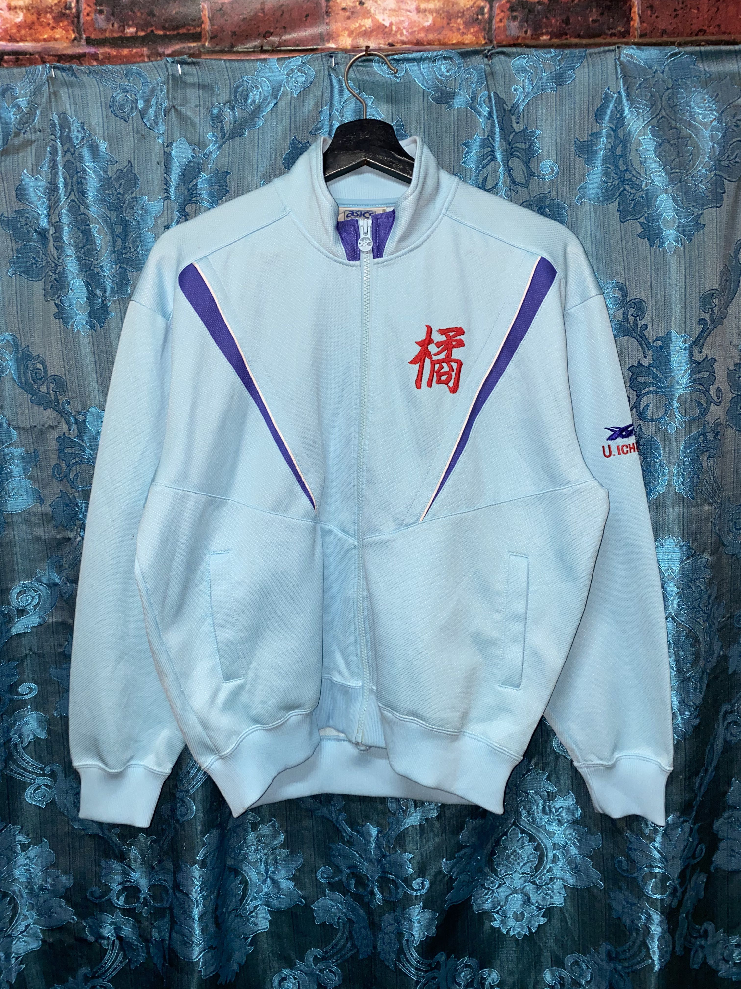 トップス Euro asics Track Jacket Vintage Vintage ASICS Track Jacket Authentic Red Blue Rare Retro