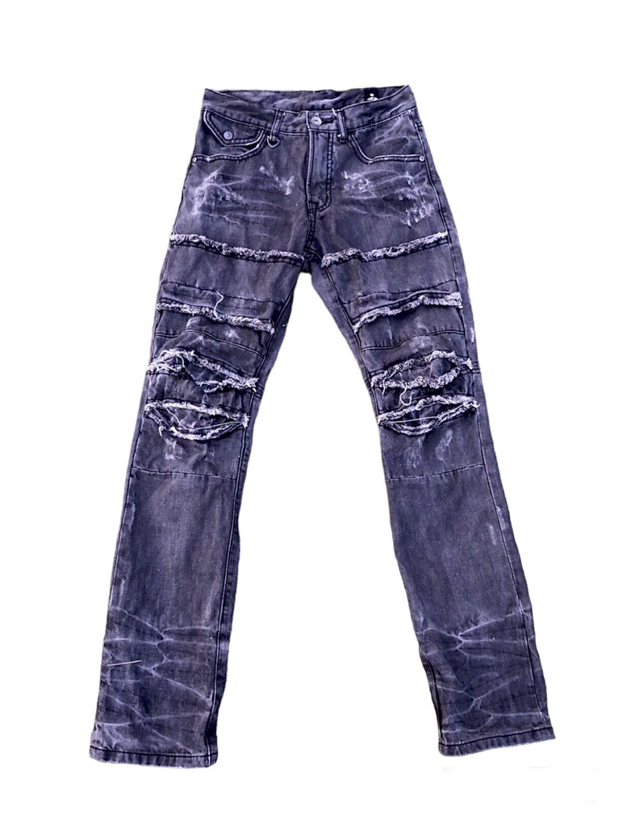 Le Grande Bleu (L.G.B.) - Semantic Design Cut Distressed Biker Denim Pant