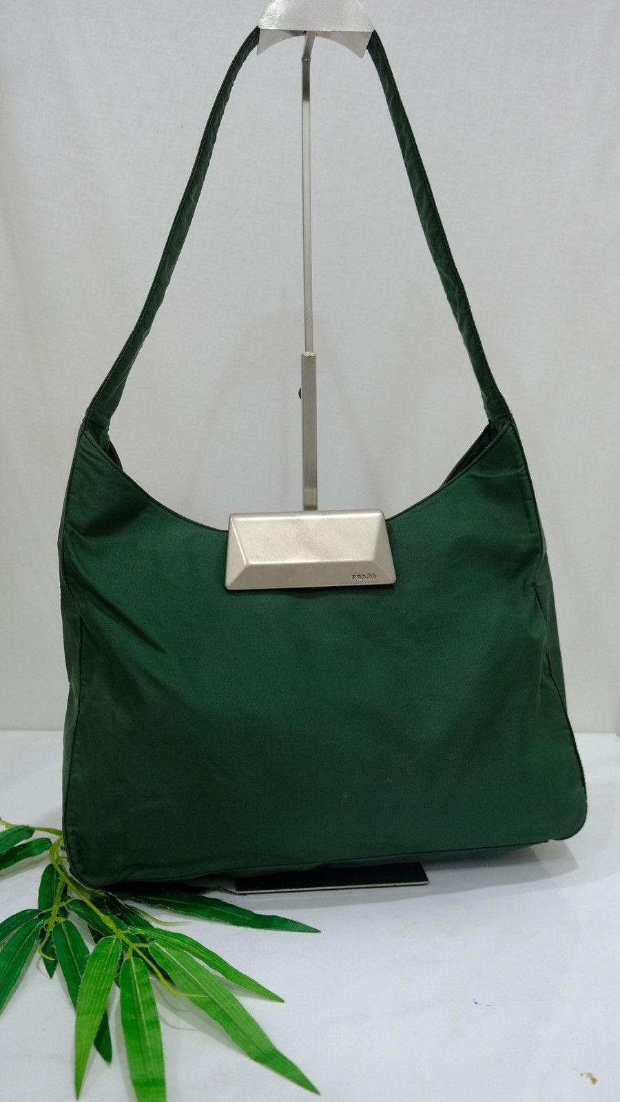 Authentic Prada green nylone hobo/shoulder bag - 2