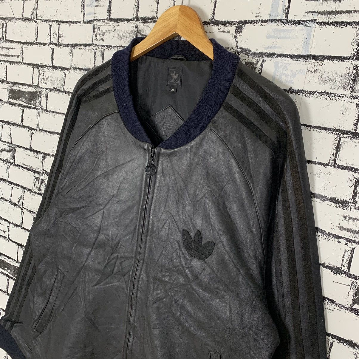 Adidas 3 Stripes Big Logo Leather Jacket - 3