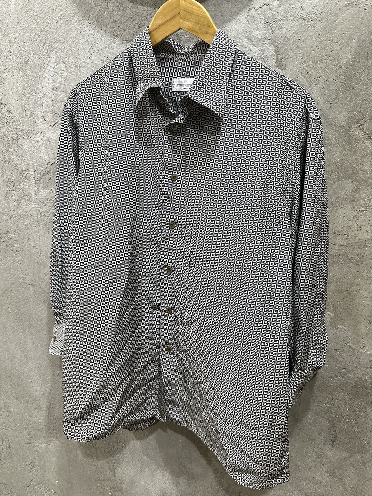 Givenchy Made in Italy Monogram Silk Button Shirt - 6