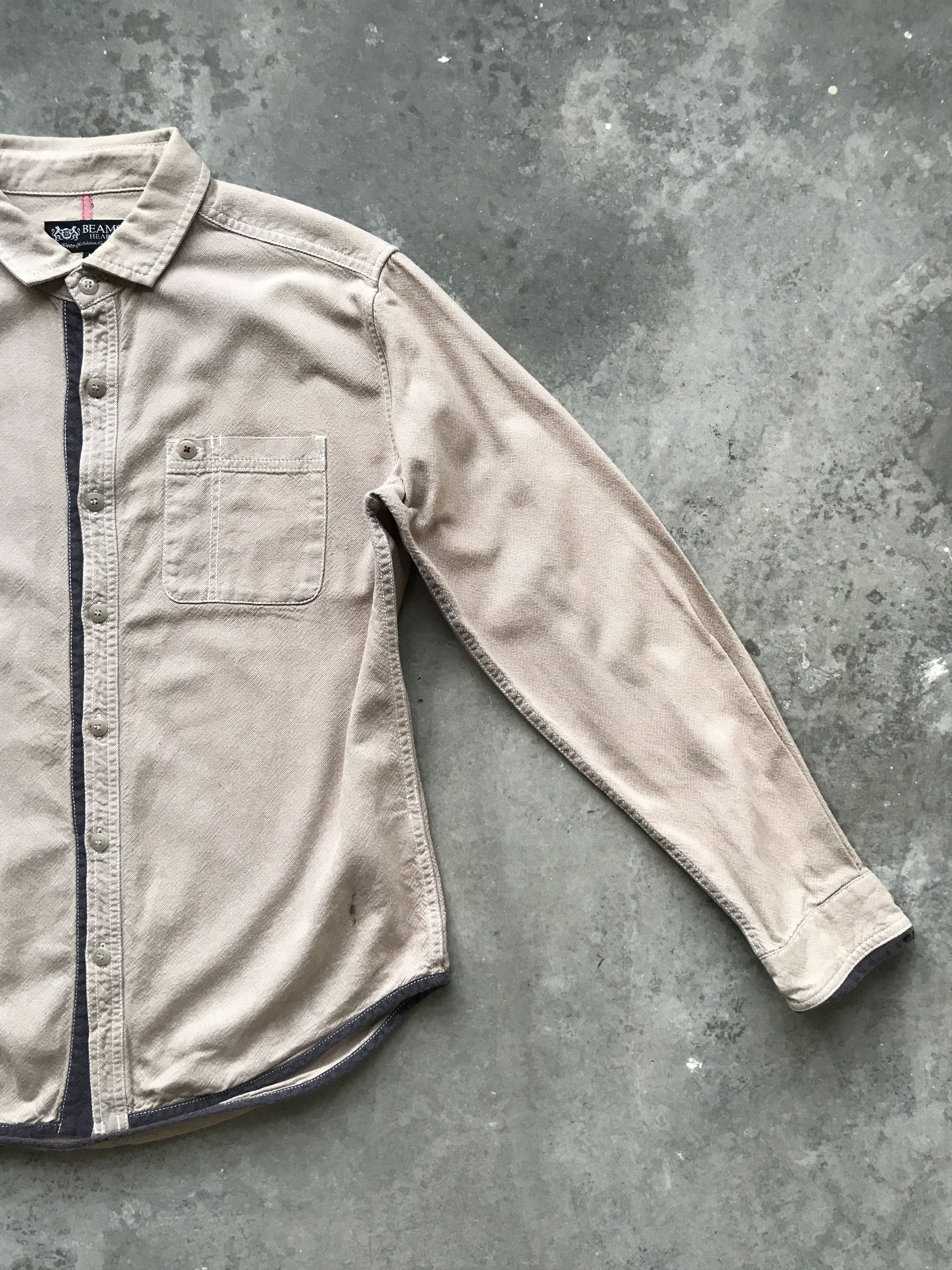 BUS2 - BEAMS Tan Long Sleeve Button Up Shirt - 3