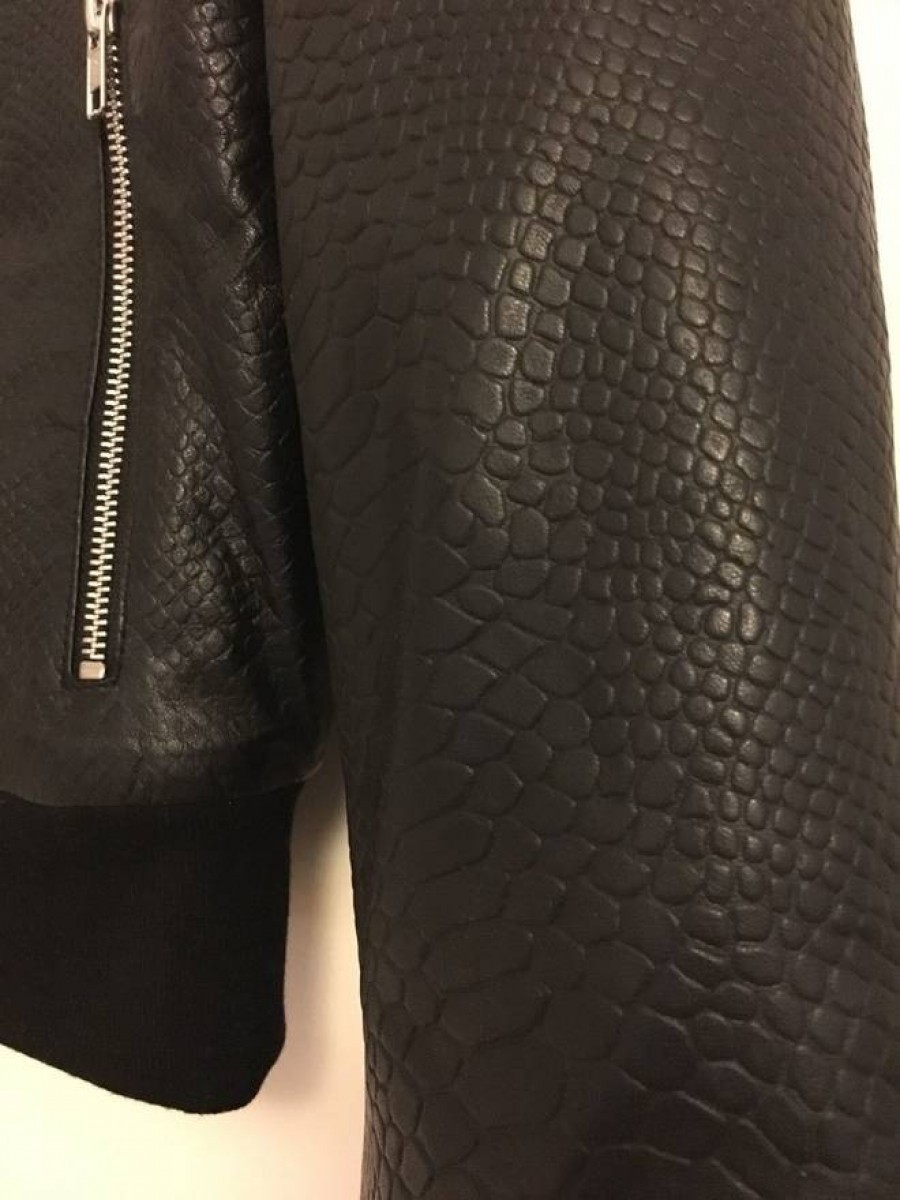 Custom Made - FAUX Leather Snakeskin Croco Jacket - 3