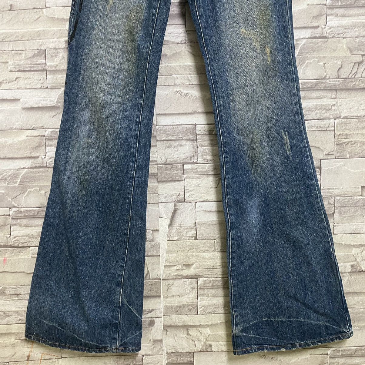 Morgan Homme Distressed Denim Flare Jeans Studded - 5