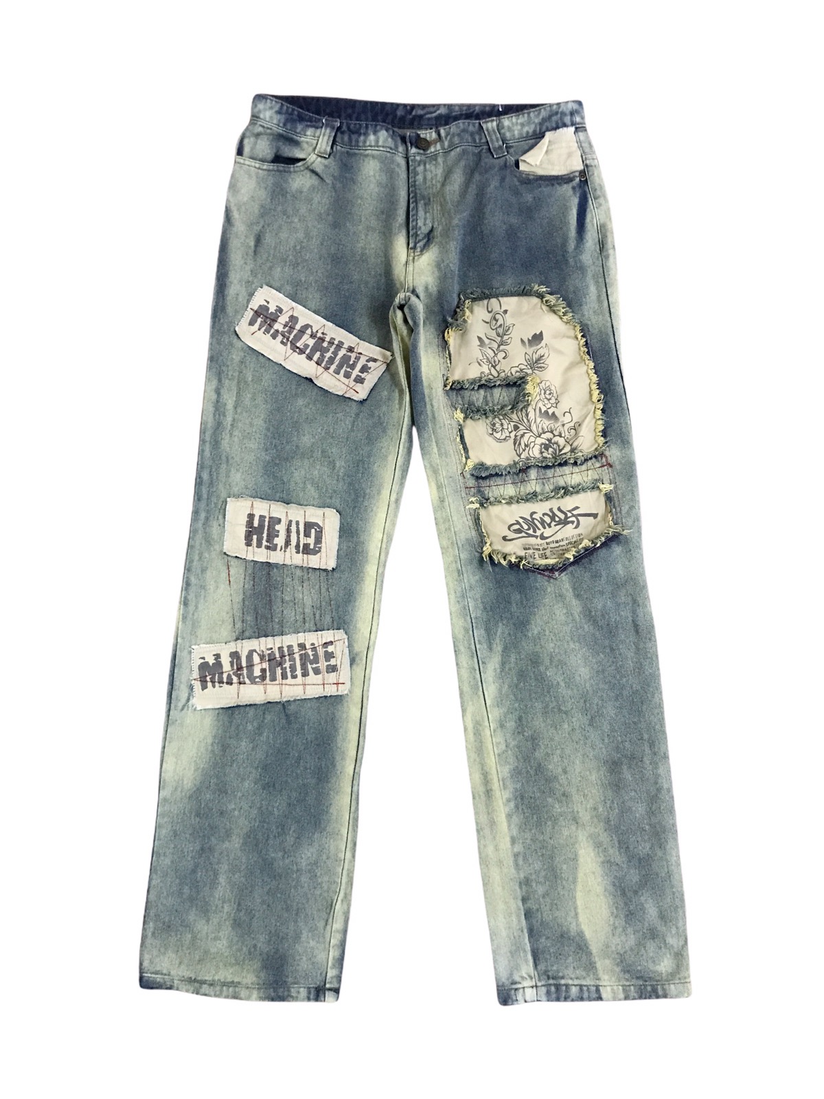 Vintage - Japanese Brand Gun Wolf Machine Head Patches Jeans - 1