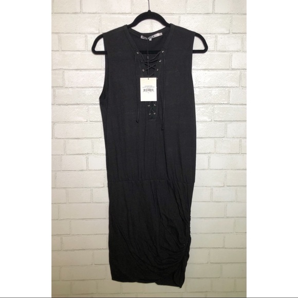 Pam & Gela Lace Up Dress in Black - 6