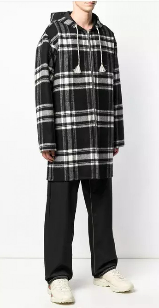 BNWT AW18 MARNI TARTAN PLAID BLACK WHITE OVERCOAT 54 - 1