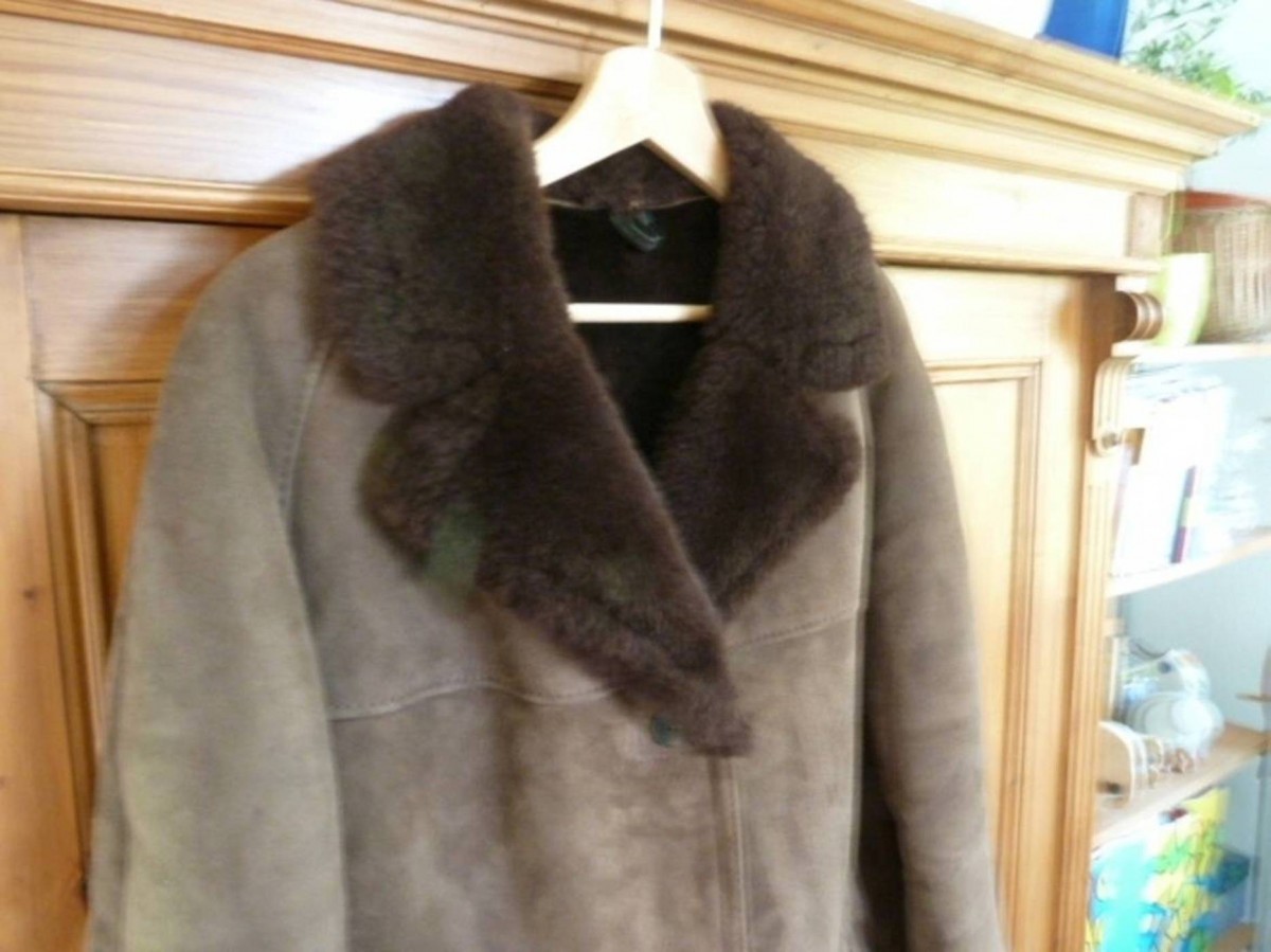 Vintage - 100% Real Sheepskin Lambskin Shearling Coat Jacket - 2
