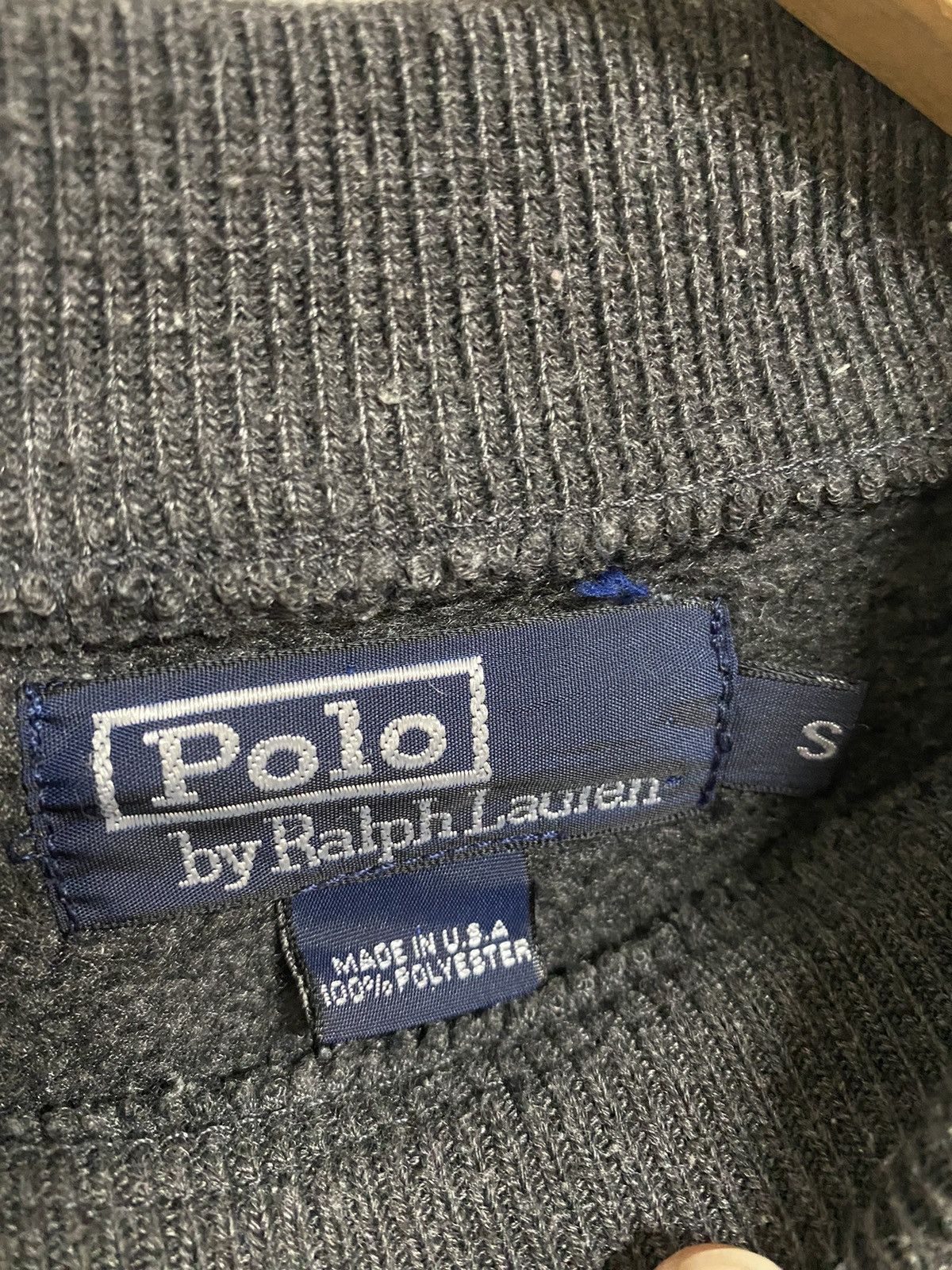 Vintage Polo Ralph Lauren Gray Fleece Spellout Sweatshirt - 5
