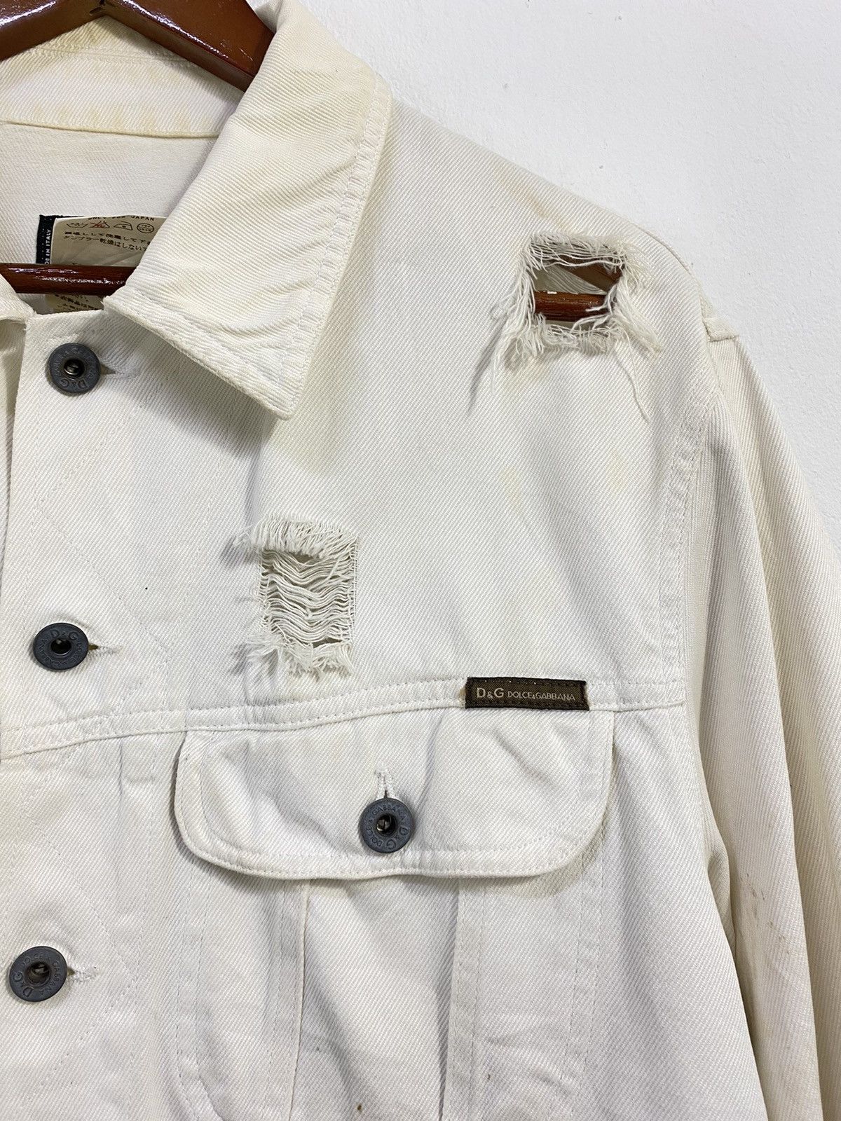 Dolce and Gabbana Cropped Jacket Destressed Denim Jacket - 3