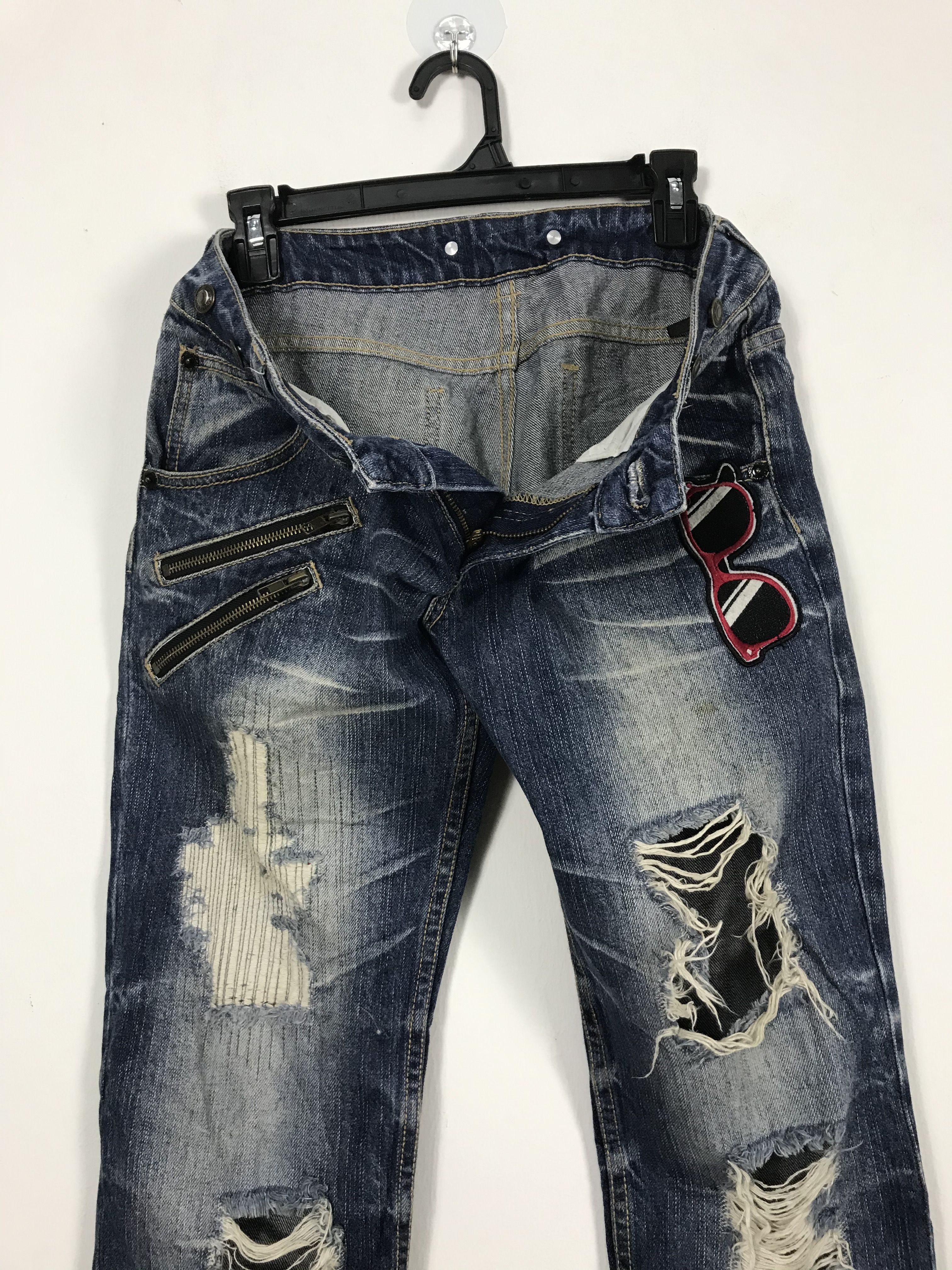 Distressed Denim - Japan Patched Distressed Jeans #2278-A - 14