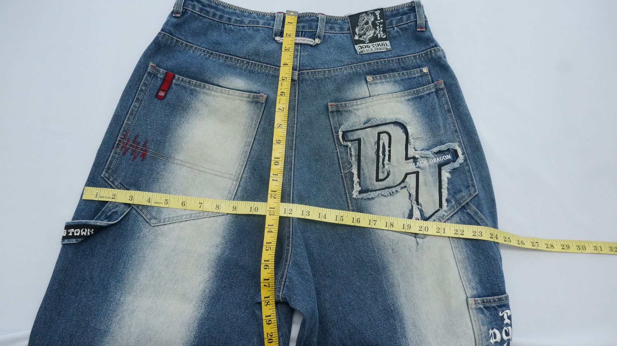 Distressed Denim - 🔥 90s Vintage DOGTOWN Distressed Baggy Worn Jeans - 20