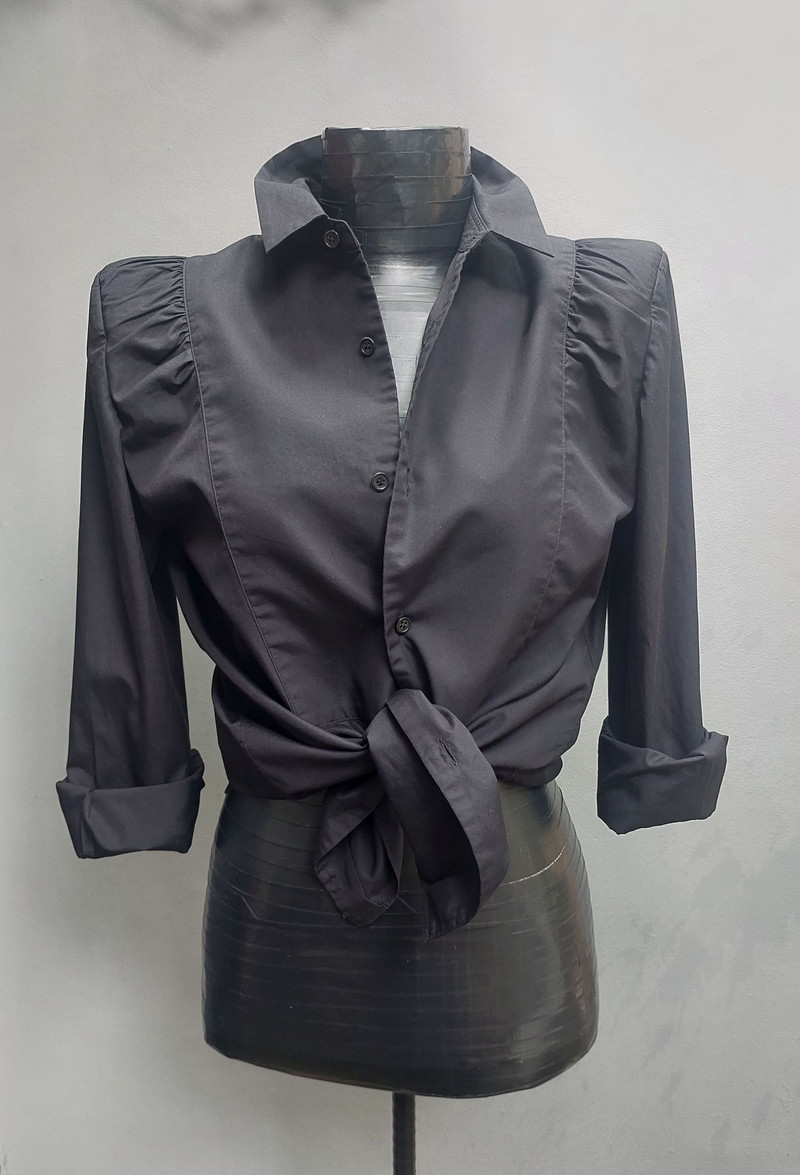 Noir Kei Ninomiya Black Structured Cotton Shirt - 1