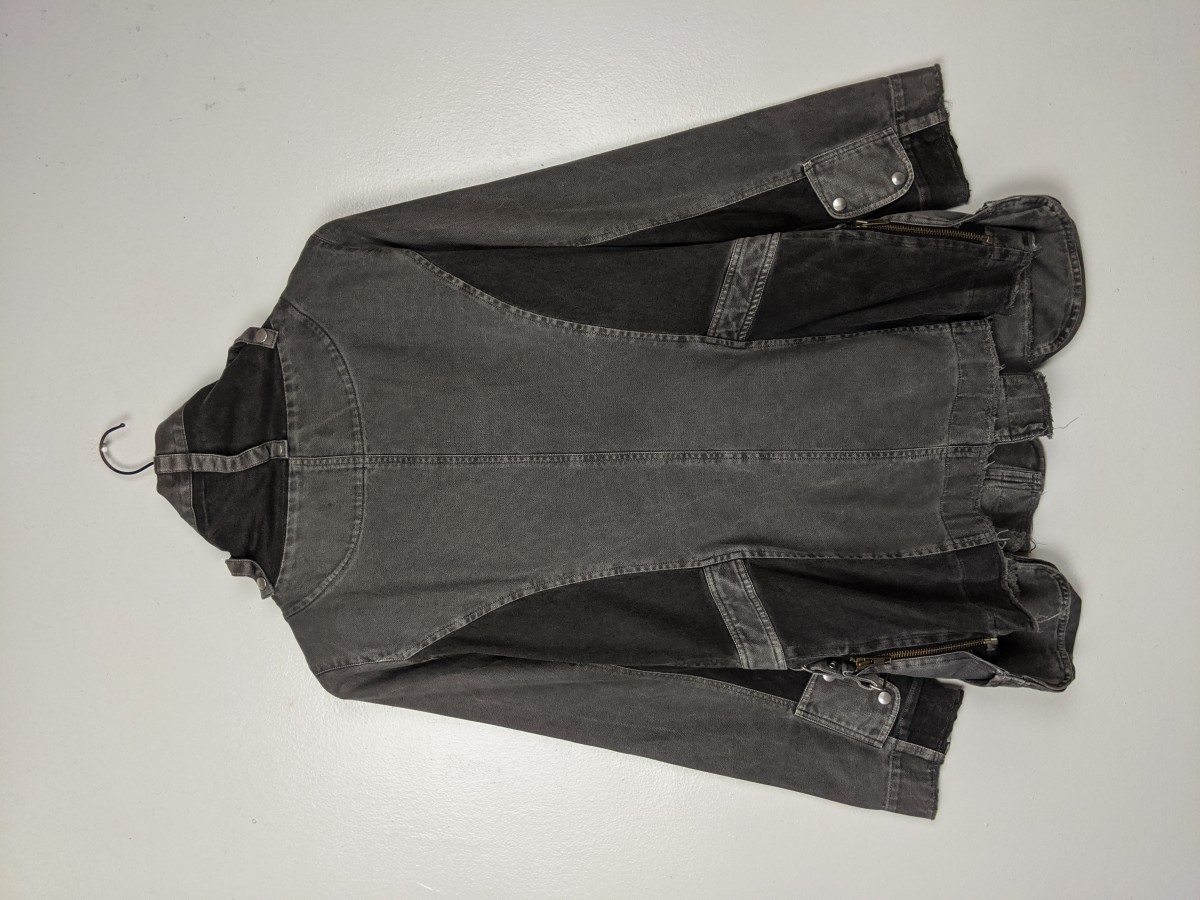 Denim Jacket - Vintage Distressed Punk Style Jacket Parka Outerwear - 5