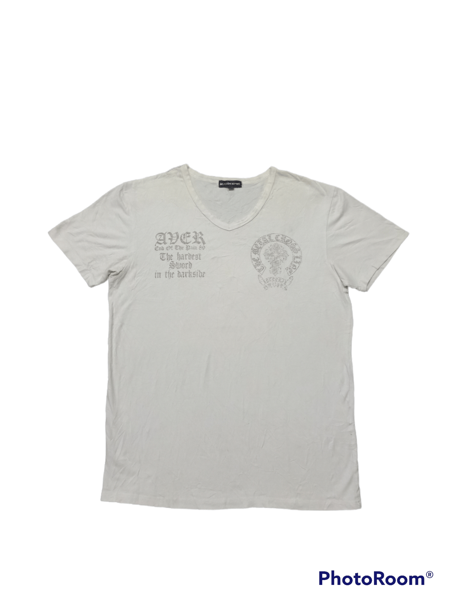 Japanese Brand - Defective Struct Chrome Heart Inspired v neck tee - 2