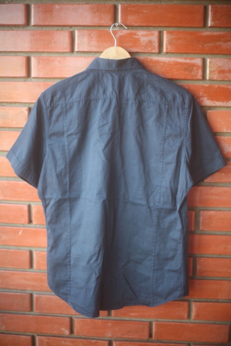 Navy Blue Short Sleeve Chest Pocket Shirt - 4