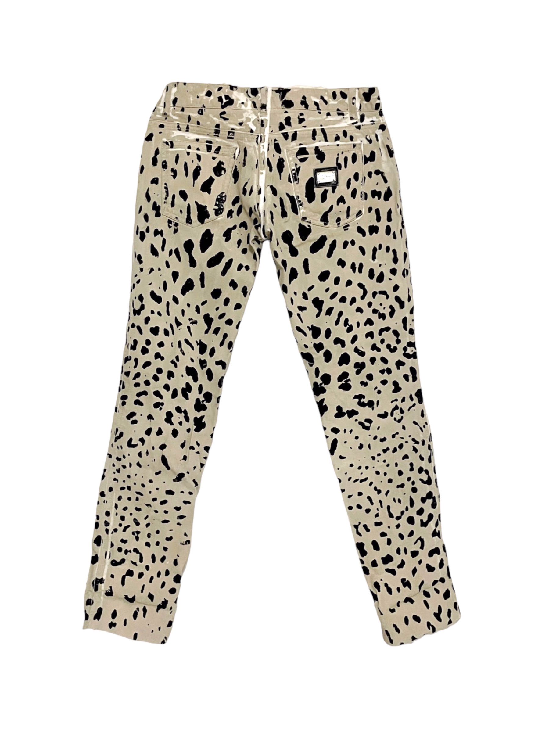 Dolce & Gabbana Neutral Leopard Print Mid-Rise Straight Leg Jeans - 4