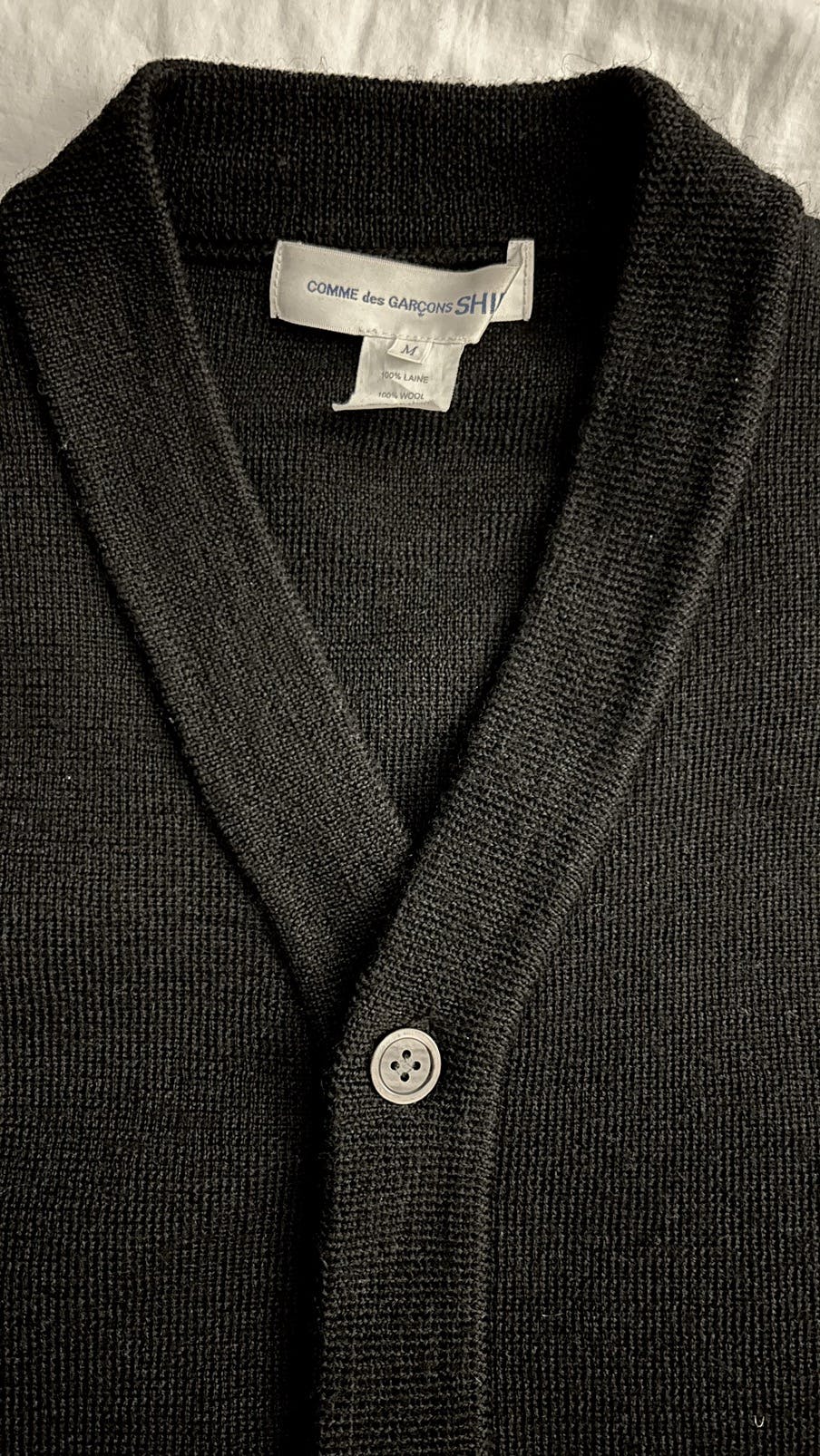 black premium wool cardigan . made in japan - 4