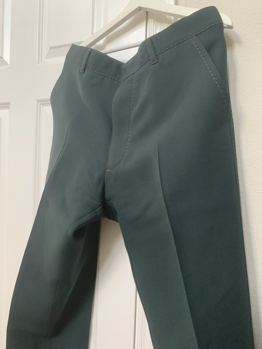 Deep emerald green wool/silk pleated trousers 52 - 6